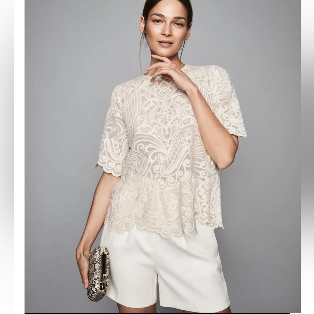 Reiss Cream Lace Women Top
